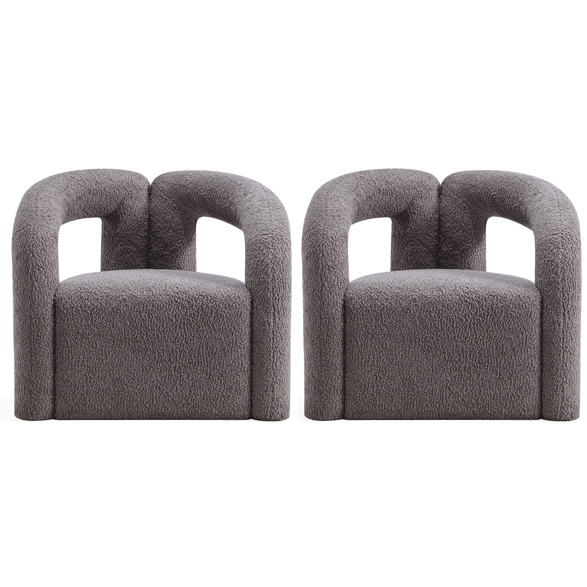 Manhattan Comfort, Modern Darian Boucle Accent Chair Grey Set of 2 Primary Color Gray, Included (qty.) 2 Model# 2-AC061